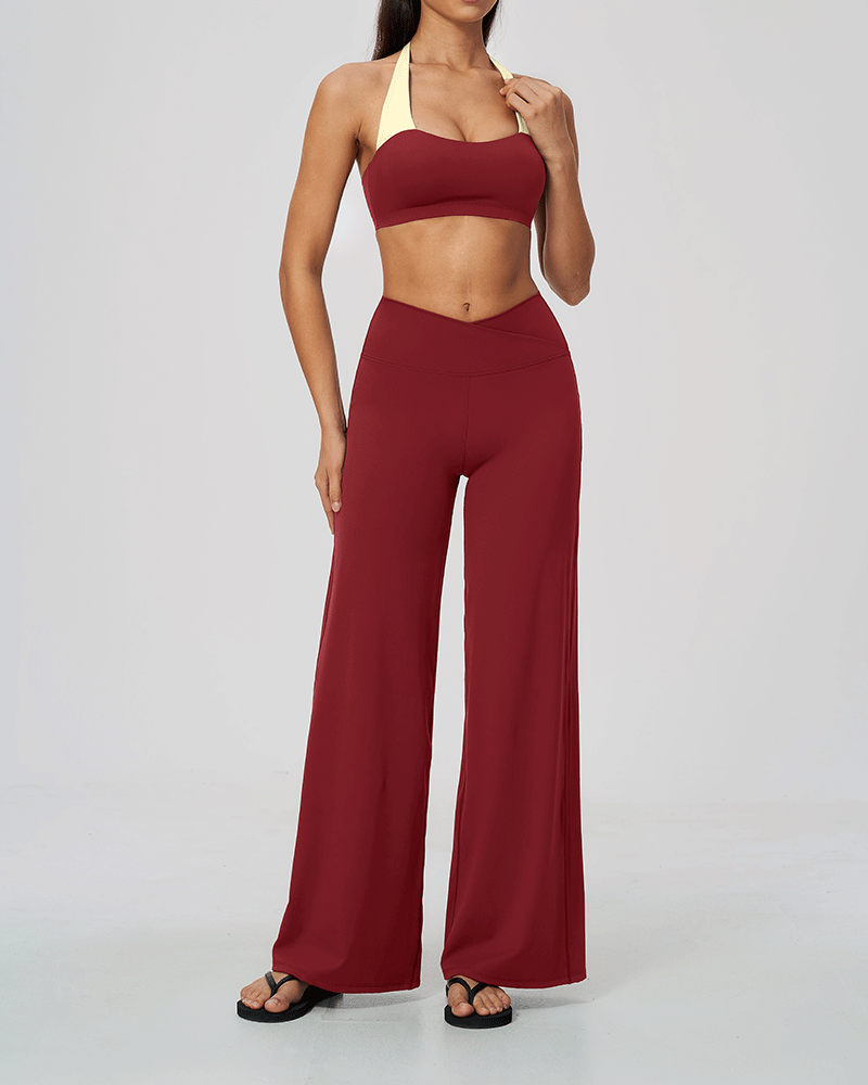 There Color-Block Halter Sports Bra