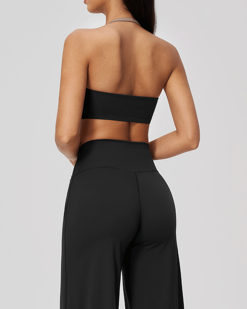 There Color-Block Halter Sports Bra