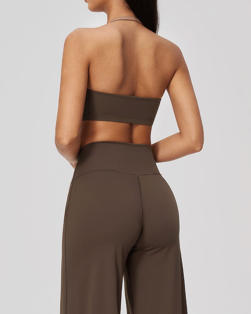 There Color-Block Halter Sports Bra