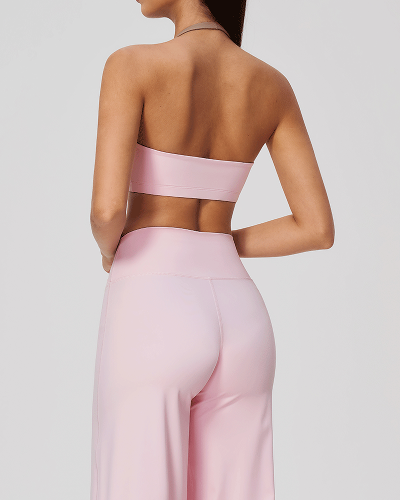 There Color-Block Halter Sports Bra