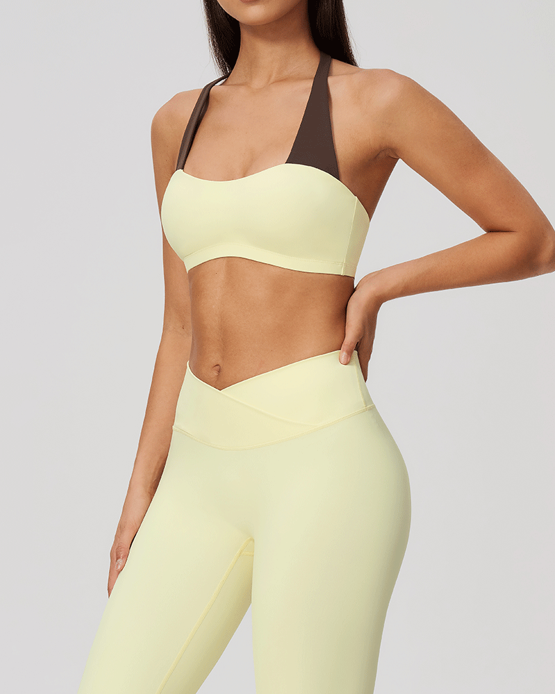 There Color-Block Halter Sports Bra