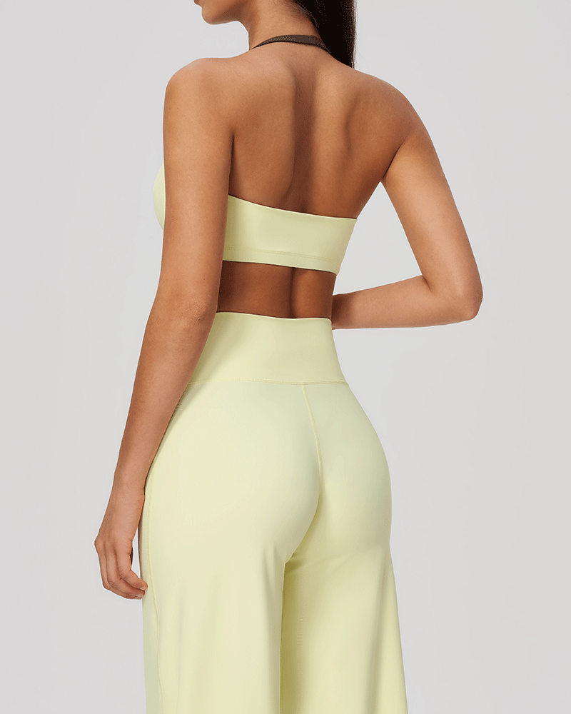 There Color-Block Halter Sports Bra