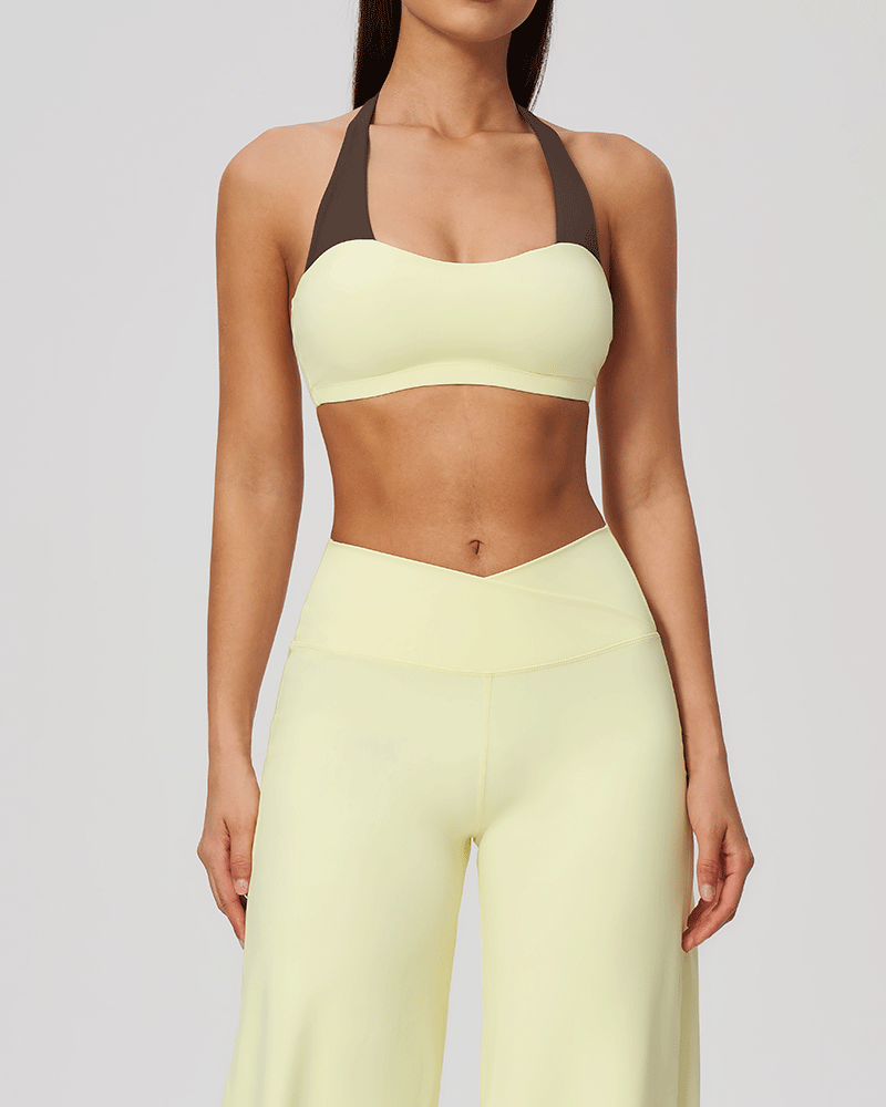 There Color-Block Halter Sports Bra