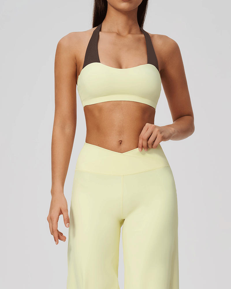 There Color-Block Halter Sports Bra