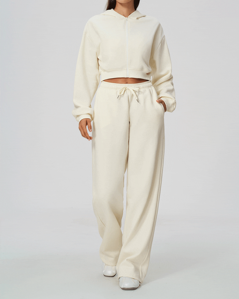 Cropped Zip-Up Hoodie Jacket for Women