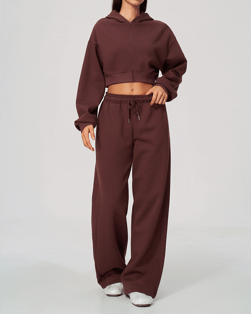 Cropped Zip-Up Hoodie Jacket for Women