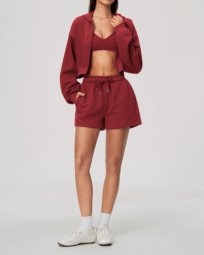 Cropped Zip-Up Hoodie Jacket for Women