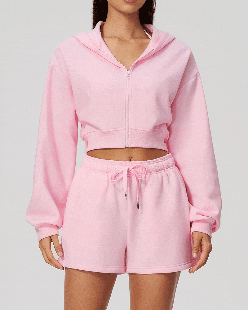 Cropped Zip-Up Hoodie Jacket for Women