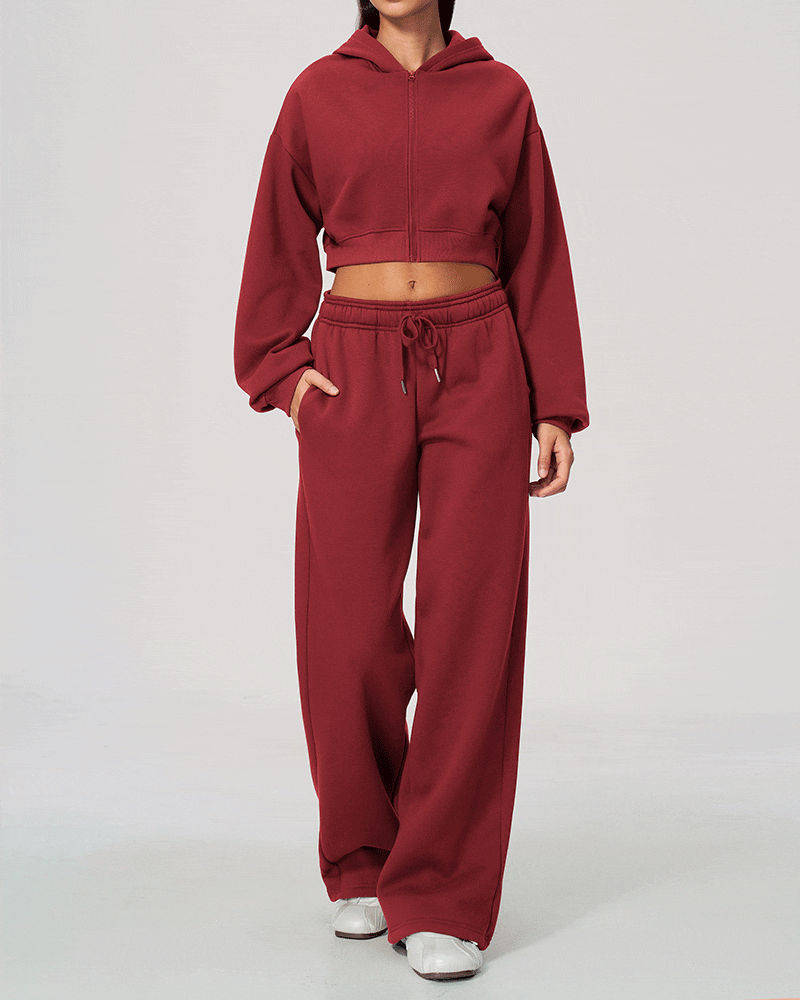 Cropped Zip-Up Hoodie Jacket for Women