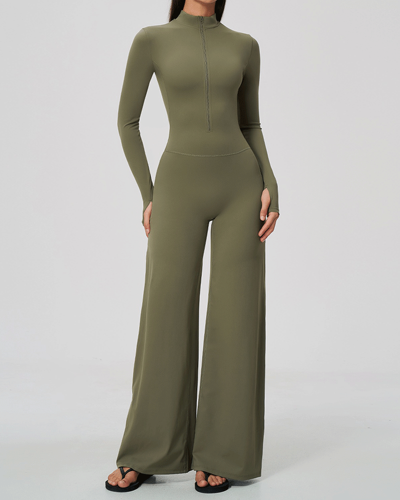 Fleece-Lined Long Sleeve Zip-Up Jumpsuit