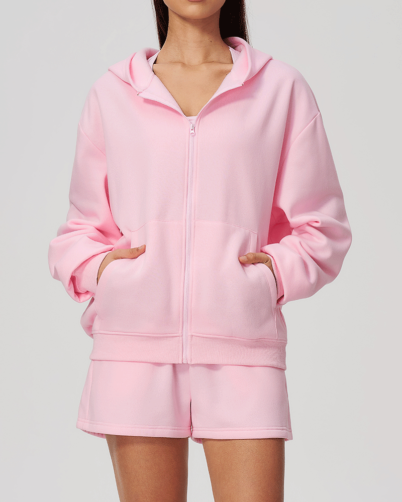 Oversized Hooded Zip-Up Jacket