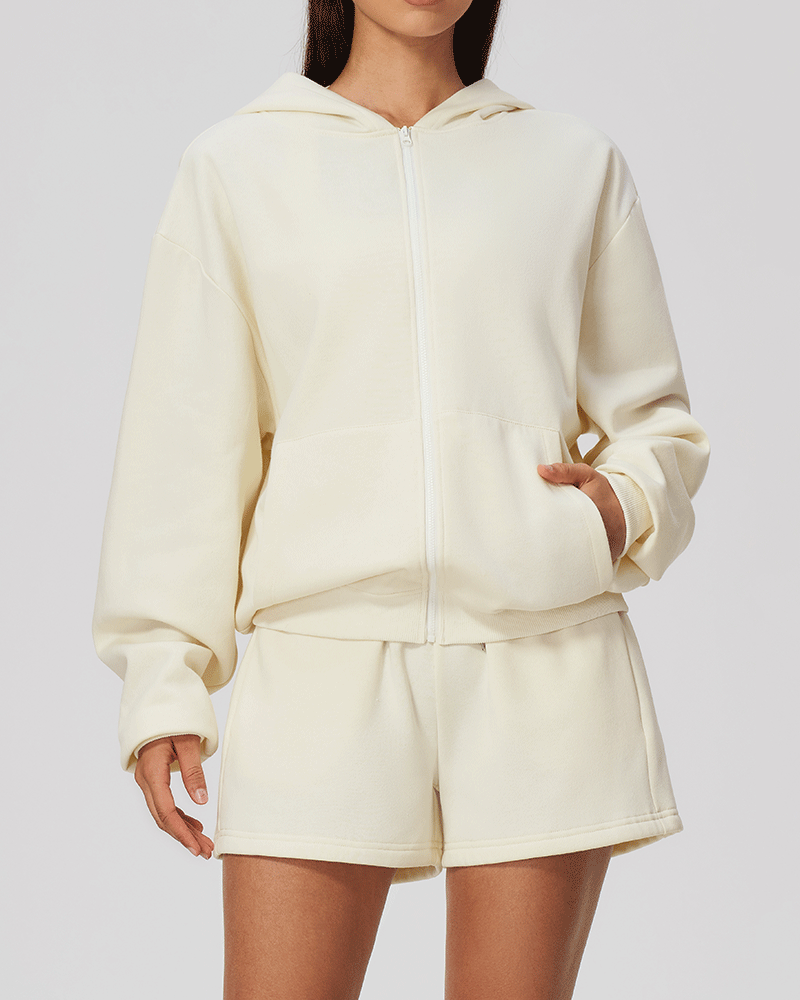 Oversized Hooded Zip-Up Jacket