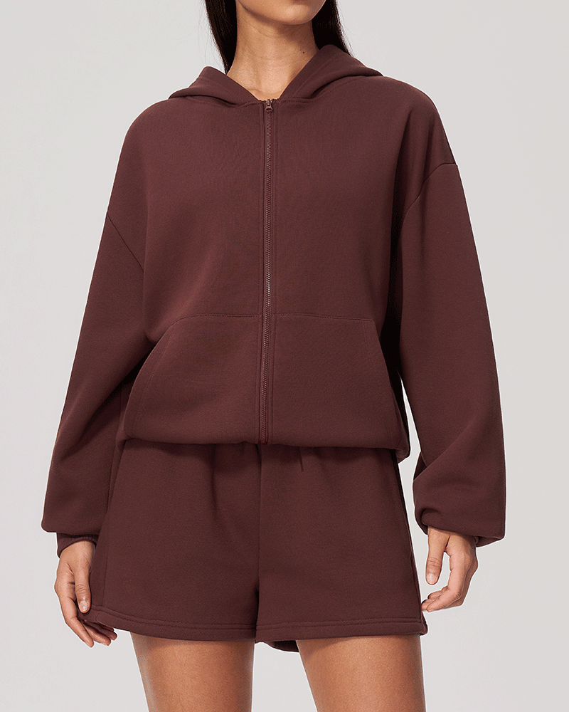 Oversized Hooded Zip-Up Jacket