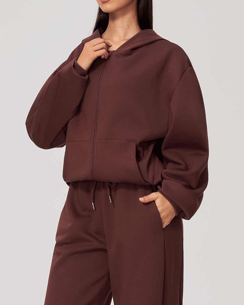 Oversized Hooded Zip-Up Jacket