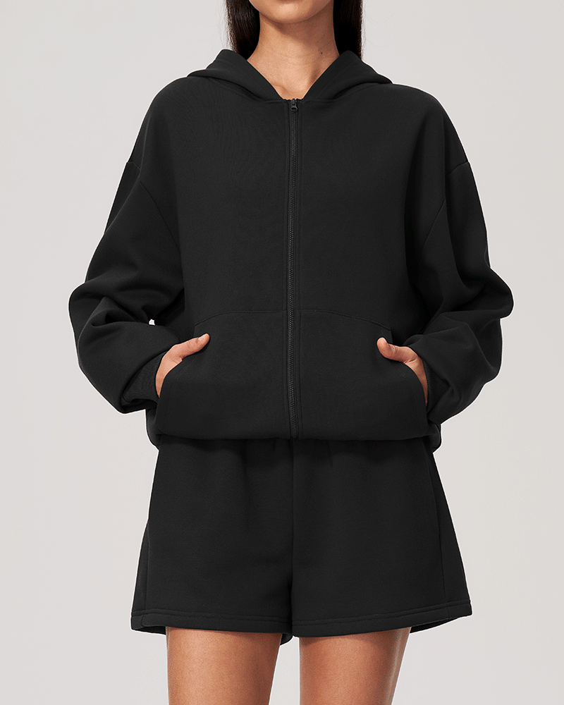 Oversized Hooded Zip-Up Jacket
