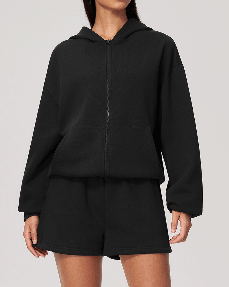 Oversized Hooded Zip-Up Jacket
