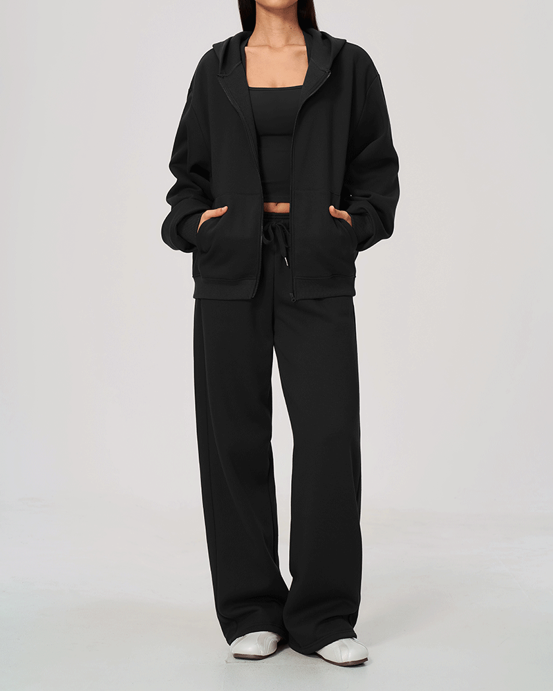 Oversized Hooded Zip-Up Jacket