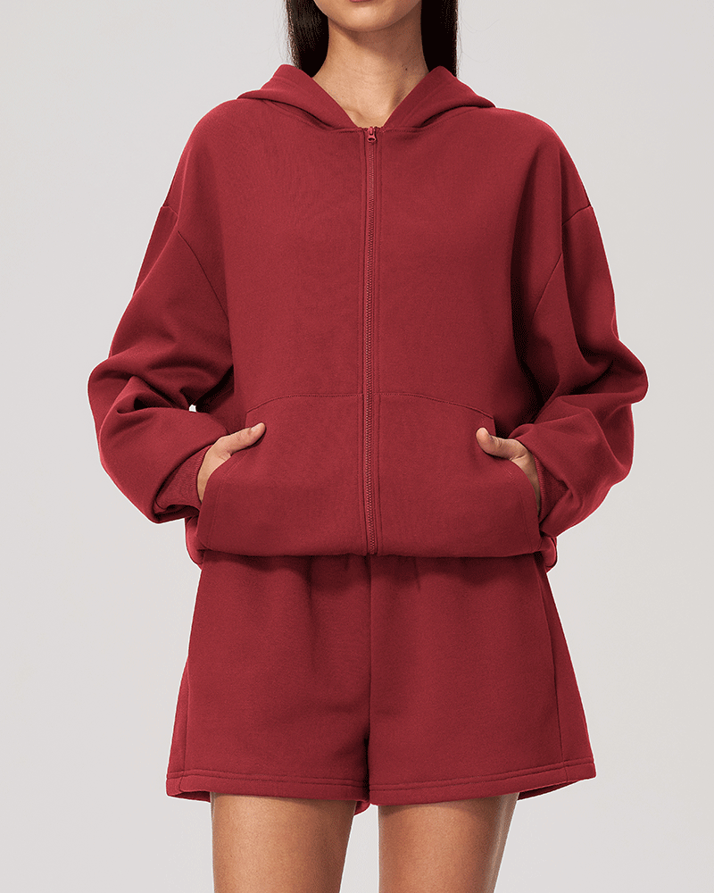 Oversized Hooded Zip-Up Jacket