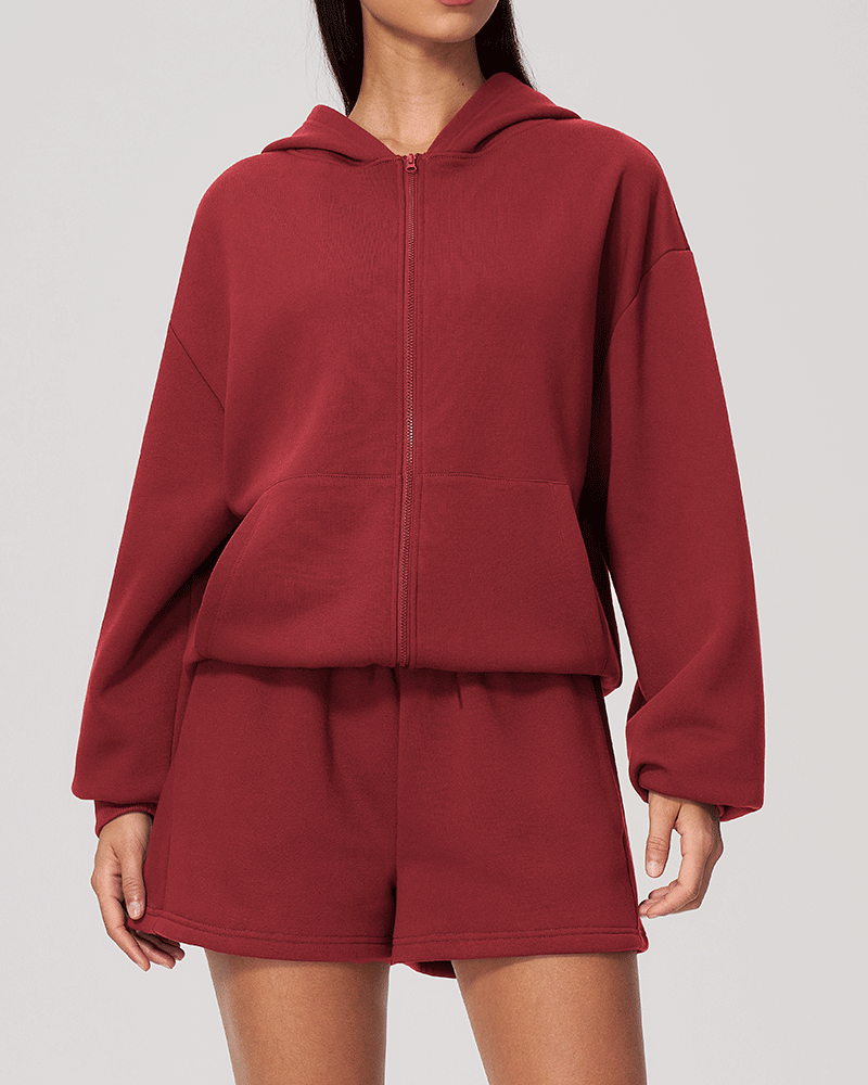 Oversized Hooded Zip-Up Jacket